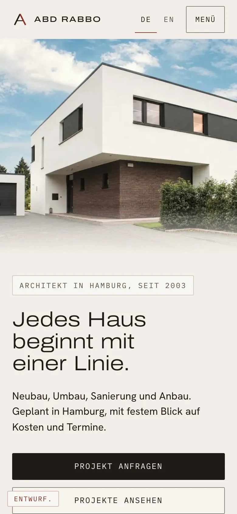 Le site de l'architecte Abd Rabbo sur un téléphone.